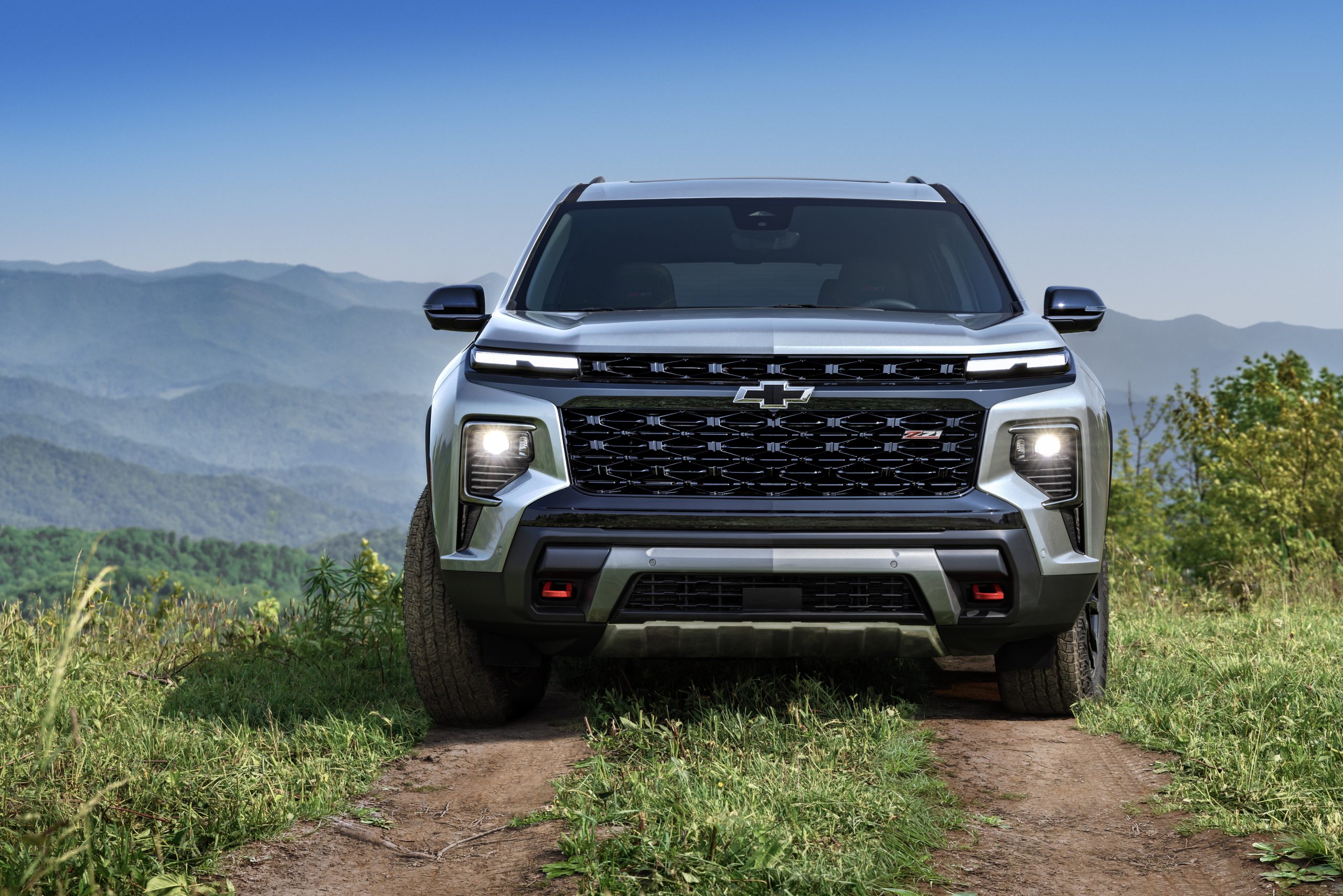 Traverse parked on hill